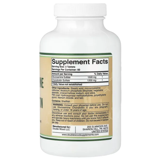 Double Wood Supplements, глюкозамин и хондроитин, 180 таблеток