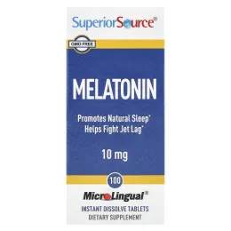 Superior Source, Мелатонин, 10 мг, 100 микролинвальных быстрорастворимых таблеток