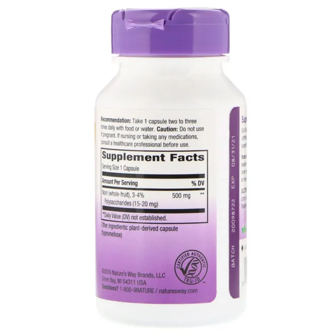 Nature's Way, Фрукт нони, cтандартизованный, 60 вегетарианских капсул