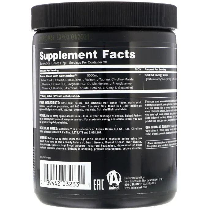 Animal, "Животная" смесь аминокислот, вкус фруктового пунша, 7,4 унц. (210 г)