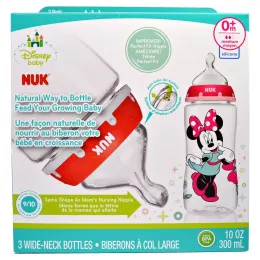NUK, Дисней Беби, Поильники с широким горлом, Средний размер, 0+ месяцев, Розовые, 3 поильника, 10 унций (300 мл) каждая
