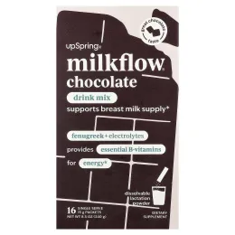 UpSpring, Milkflow®, смесь для приготовления напитка, с шоколадным вкусом, 16 порционных пакетиков по 15 г (0,53 унции)