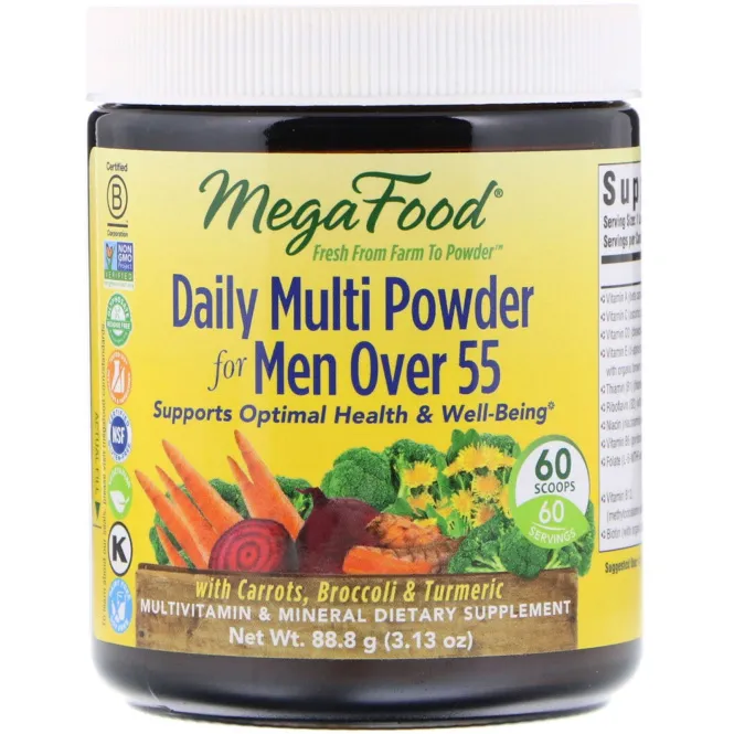 MegaFood, Ежедневный мульти-порошок для мужчин старше 55 лет, 3,13 унции (88,8 г)