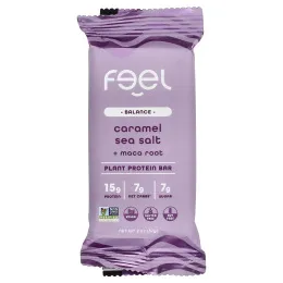 The Feel Bar, Balance, батончики растительного протеина, карамельная морская соль и корень маки, 10 батончиков по 57 г (2 унции)