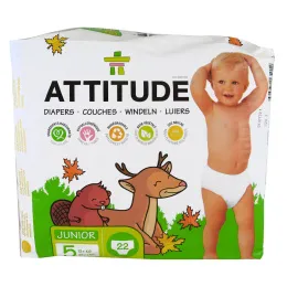 ATTITUDE, Экологичные подгузники, Junior, размер 5, 27+ фунтов (12+ кг), 22 подгузника