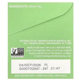 Twinings, Чистый белый чай, 20 чайных пакетиков, 30 г (1,06 унции)