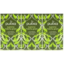 Pukka Herbs, Высококачественный чай маття, 3 пакета, по 20 пакетиков-саше с травяным чаем