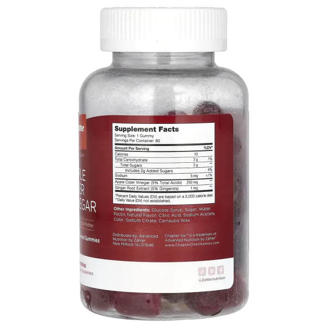 Chapter Six, яблочный уксус, со вкусом яблока, 60 жевательных мармеладок