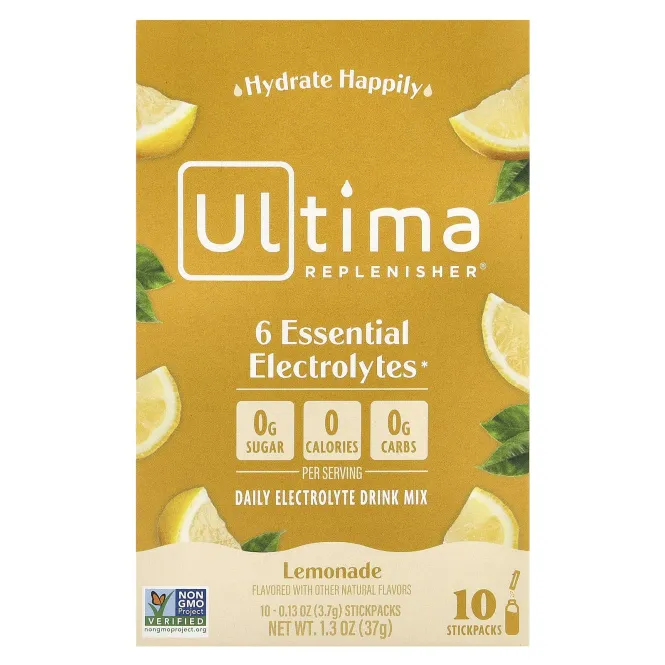 Ultima Replenisher, 6 Essential Electrolytes, ежедневная смесь для приготовления электролитов, лимонад, 10 пакетиков по 3,7 г (0,13 унции)