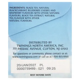 Twinings, холодный чай со льдом, черный чай, без сахара, со вкусом ягод, 20 порционных чайных пакетиков, 40 г (1,41 унции)