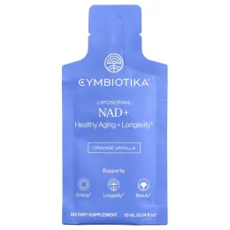 Cymbiotika, липосомальный НАД+, со вкусом апельсина и ванили, 26 пакетиков с жидкостью, 10 мл (0,34 жидк. унции)