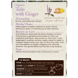 Traditional Medicinals, Органические туласи и имбирь, 16 изолированных чайных пакетиков, 1.13 унций (32 г)