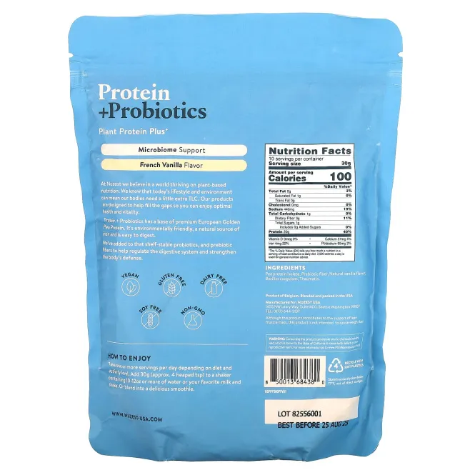 Nuzest, протеин и пробиотики, французская ваниль, 300 г (10,6 унции)