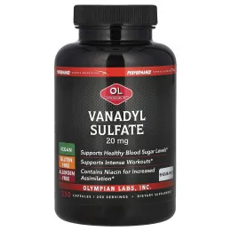 Olympian Labs, Ванадилсульфат (20 мг) с ниацином 250 капсул
