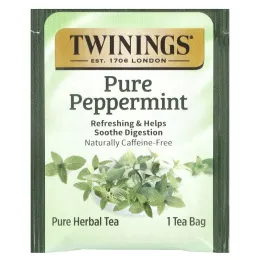 Twinings, Pure Herbal Tea, чистая перечная мята, без кофеина, 50 чайных пакетиков, 100 г (3,53 унции)