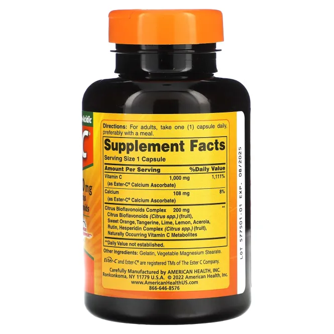 American Health, Ester-C с цитрусовыми биофлавоноидами, 1000 мг, 90 капсул