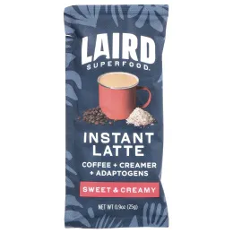 Laird Superfood, Растворимый латте, сладкий и сливочный, 5 пакетиков по 25 г (0,9 унции)