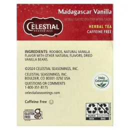 Celestial Seasonings, Herbal Tea, мадагаскарская ваниль, без кофеина, 20 чайных пакетиков, 43 г (1,5 унции)