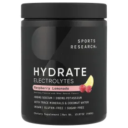 Sports Research, Hydrate, электролиты, малиновый лимонад, 450 г (15,87 унции)