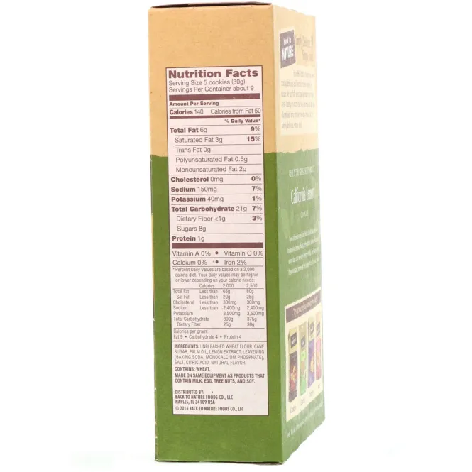 Back to Nature, Калифорнийское лимонное печенье, 9 унций (255 гр)