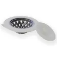 Full Circle, Sinksational, Sink Strainer with Pop-Out Stopper, Gray & White