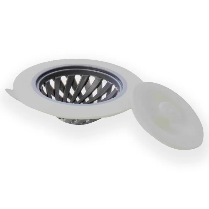 Full Circle, Sinksational, Sink Strainer with Pop-Out Stopper, Gray & White