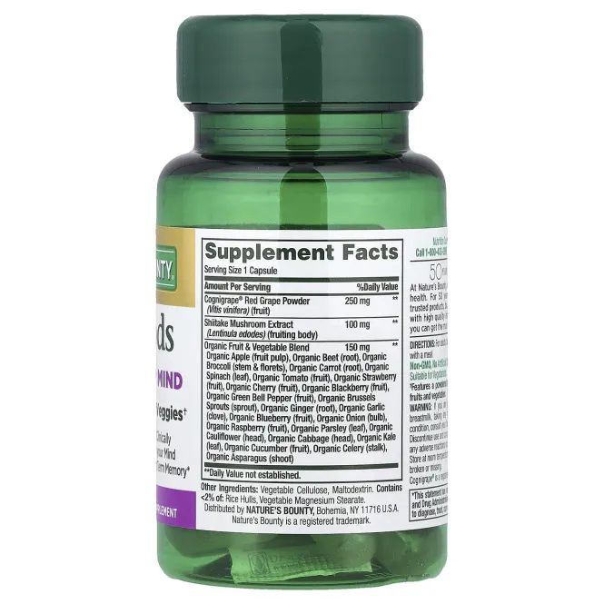 Nature's Bounty, Superfoods Plus Sharp Mind, суперфуды, 30 капсул