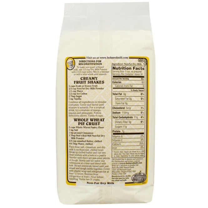 Bob's Red Mill, Сухое молоко, нежирное, 22 унции (623 г)