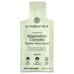 Cymbiotika, липосомальный комплекс магния, ваниль и миндаль, 28 пакетиков в жидкой форме по 10 мл (0,3 жидк. унции)