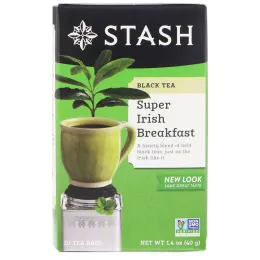 Stash Tea, Черный чай высшего сорта, Super Irish Breakfast, 20 чайных пакетиков, 1,4 унции (40 г)