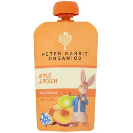 Pumpkin Tree Organics, Peter Rabbit Organics, органическое фруктовое пюре, яблоко и персик, 113 г (4 унции)