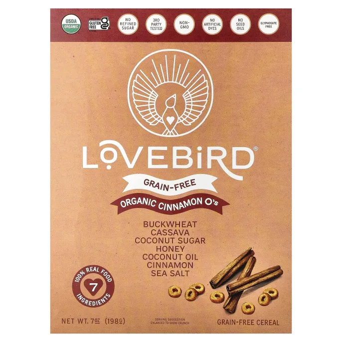 Lovebird, беззерновые хлопья, органические корица, 198 г (7 унций)
