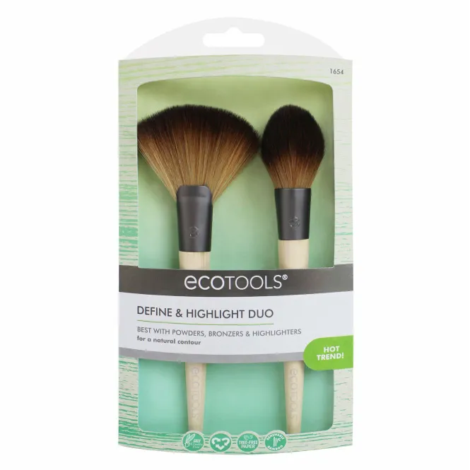 EcoTools, набор для нанесения бронзера и хайлайтера, 2 Кисточки