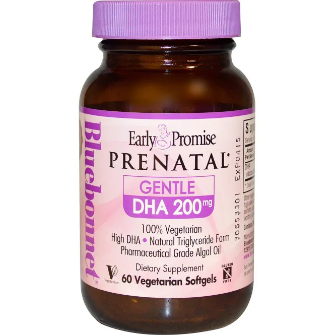 Bluebonnet Nutrition, Early Promise Prenatal, мягкая ДГК, 200 мг, 60 вегетарианских мягких желатиновых капсул