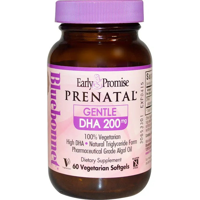 Bluebonnet Nutrition, Early Promise Prenatal, мягкая ДГК, 200 мг, 60 вегетарианских мягких желатиновых капсул