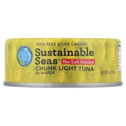 Sustainable Seas, Кусочки светлого тунца в воде, без добавления соли, 142 г (5 унций)