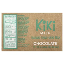 Kiki Milk, органическое растительное молоко, со вкусом шоколада, 12 пакетиков по 237 мл (8 жидк. унций)