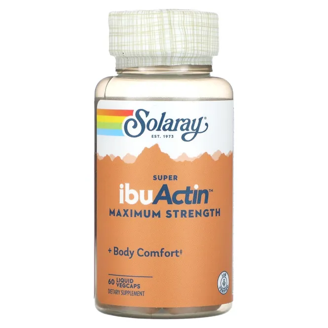 Solaray, Super IbuActin, максимальная эффективность, 60 растительных капсул