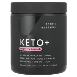 Sports Research, Keto Plus, GO BHB + MCT, малиновый лимонад, 1,05 фунт (476 г)