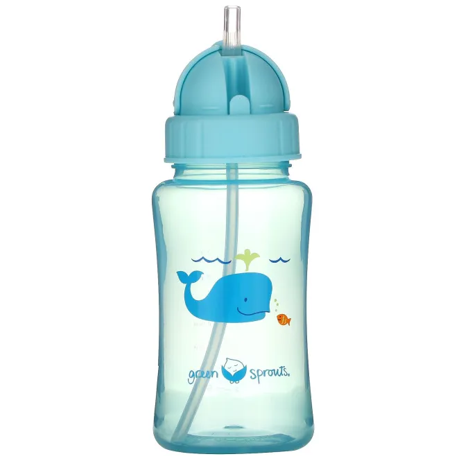 Green Sprouts, Straw Bottle, 9+ Months, Aqua, 1 Count