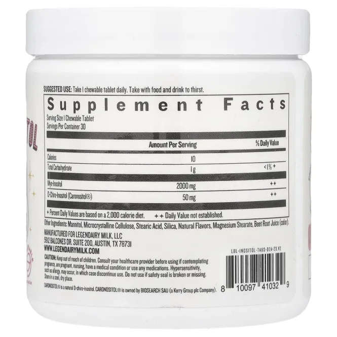 Legendairy Milk, Myo & D-хиро инозит, вишня, 30 веганских жевательных таблеток