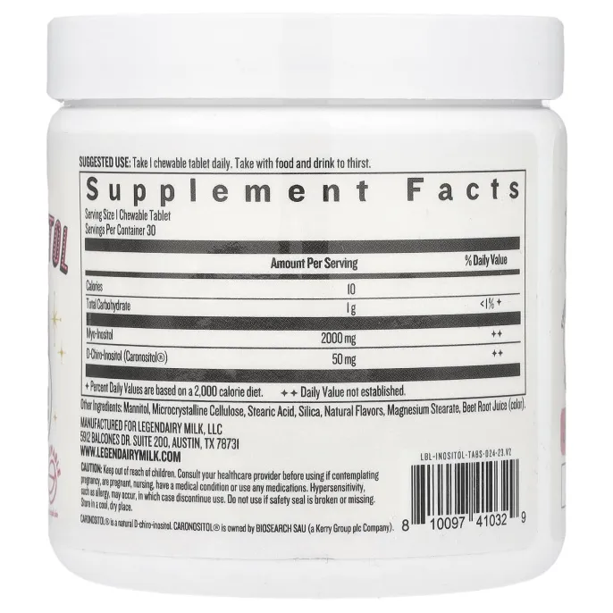 Legendairy Milk, Myo & D-хиро инозит, вишня, 30 веганских жевательных таблеток