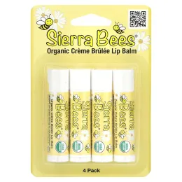 Sierra Bees, Органические бальзамы для губ, крем брюле, 4 в упаковке, по 4,25 г (0,15 унц.) каждый