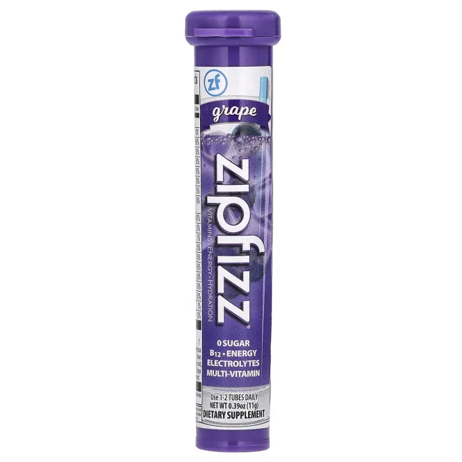 Zipfizz, Смесь для энергетических напитков, виноград, 20 тюбиков, 11 г (0,39 унции)