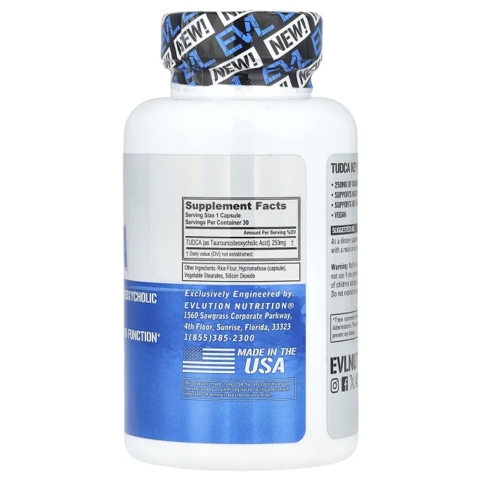 EVLution Nutrition, TUDCA, 30 растительных капсул (250 мг в 1 капсуле)