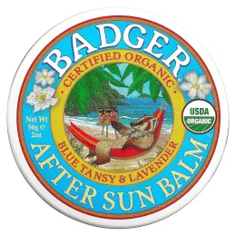 Badger Company, Органика, Бальзам после загара с пижмой и лавандой, 2 унции (56 г)