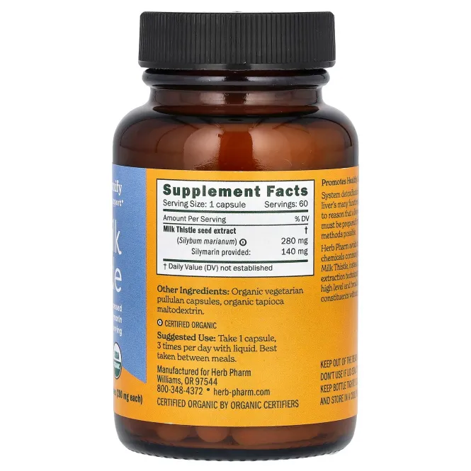 Herb Pharm, расторопша, 280 мг, 60 вегетарианских капсул