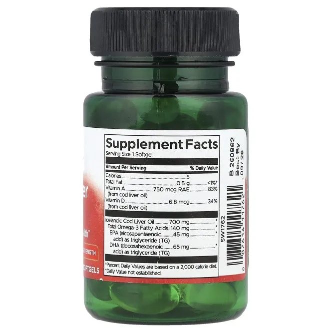 Swanson, жир печени трески, 30 капсул