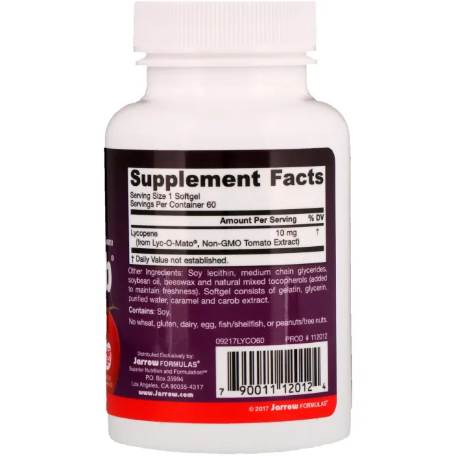 Jarrow Formulas, Lyco-Sorb, ликопин, 10 мг, 60 капсул