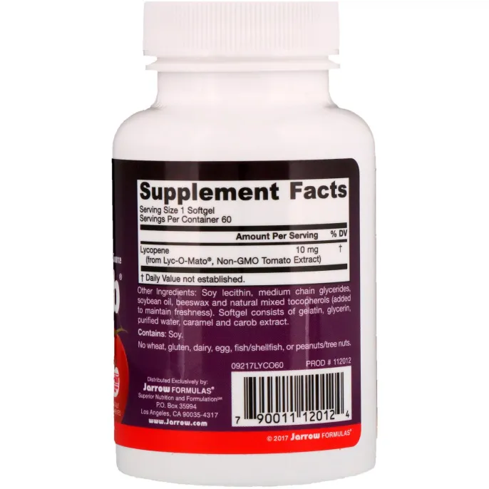 Jarrow Formulas, Lyco-Sorb, ликопин, 10 мг, 60 капсул